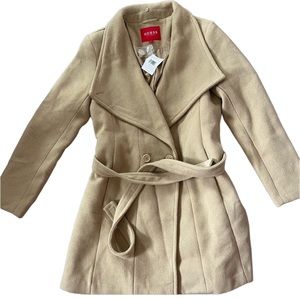 GUESS Button Closure Peacoat with Front Tie